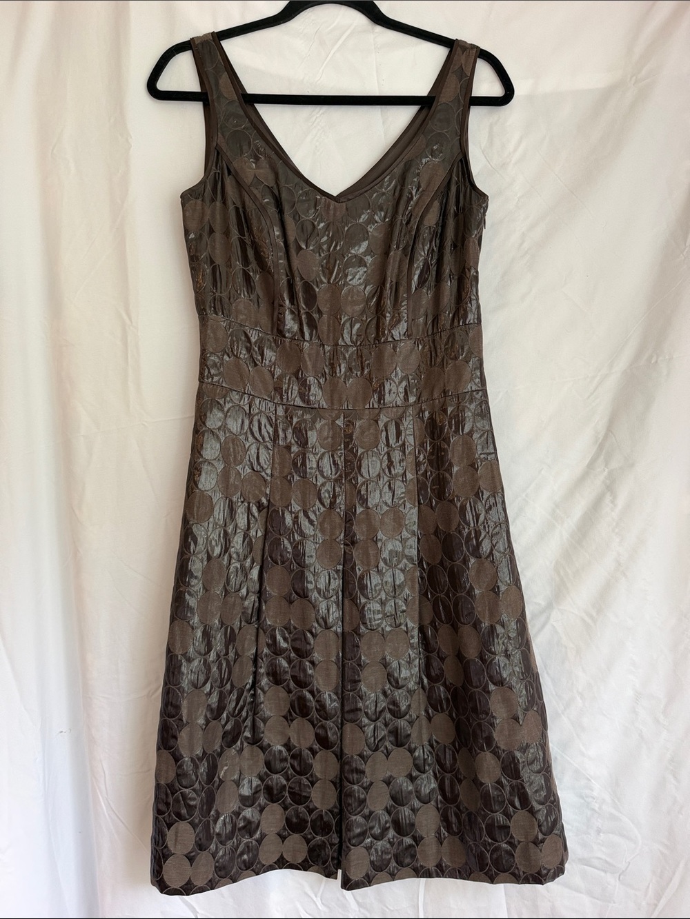 Etcetera Brown Textured V-Neck Fit & Flare Midi Dress